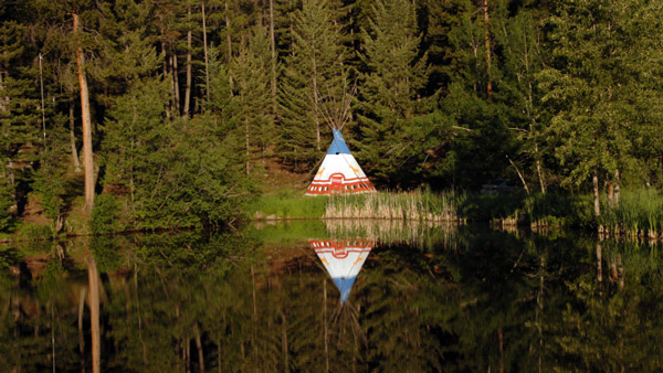 Tipi in a Montana Lake. Tipi in a Montana Lake.